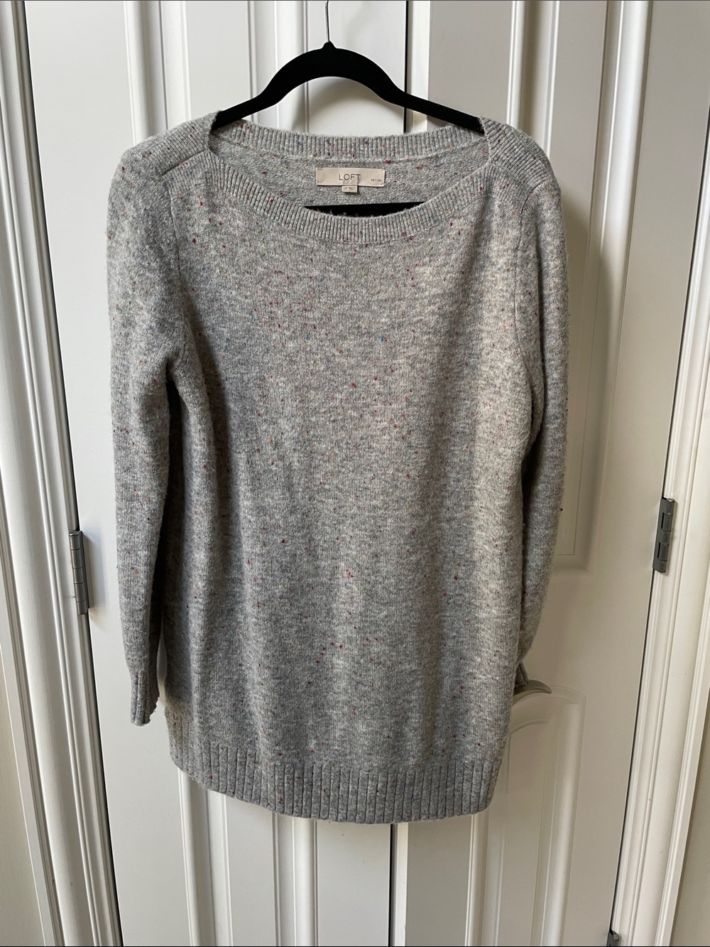 LOFT Gray Speckled boatneck Sweater